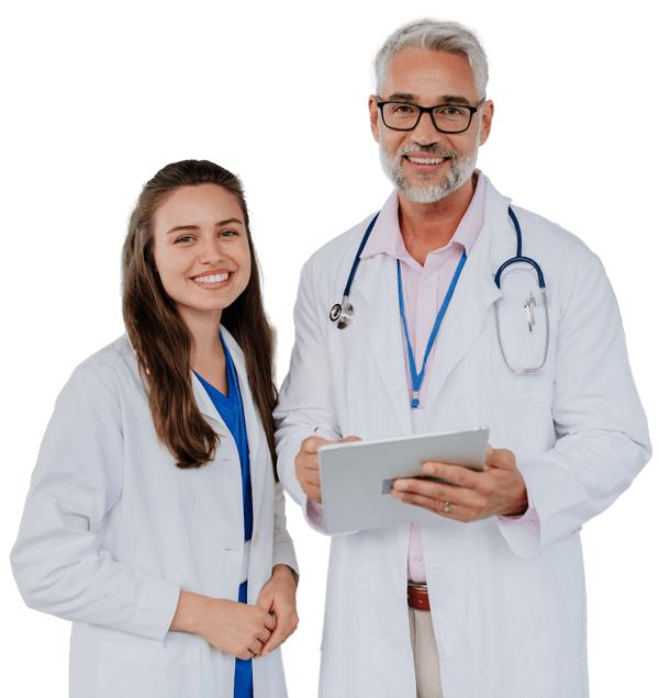 2025 - Início - Home portrait of elderly doctor with his younger collea 2023 11 27 05 15 28 utc Experienced and Compassionate Team