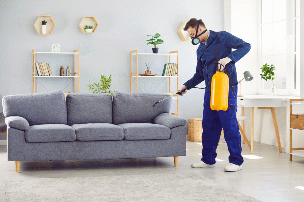 Limpeza de Sofá: Transforme Ambientes com Técnicas Profissionais que Realmente Funcionam aplicando produto para limpeza de sofá